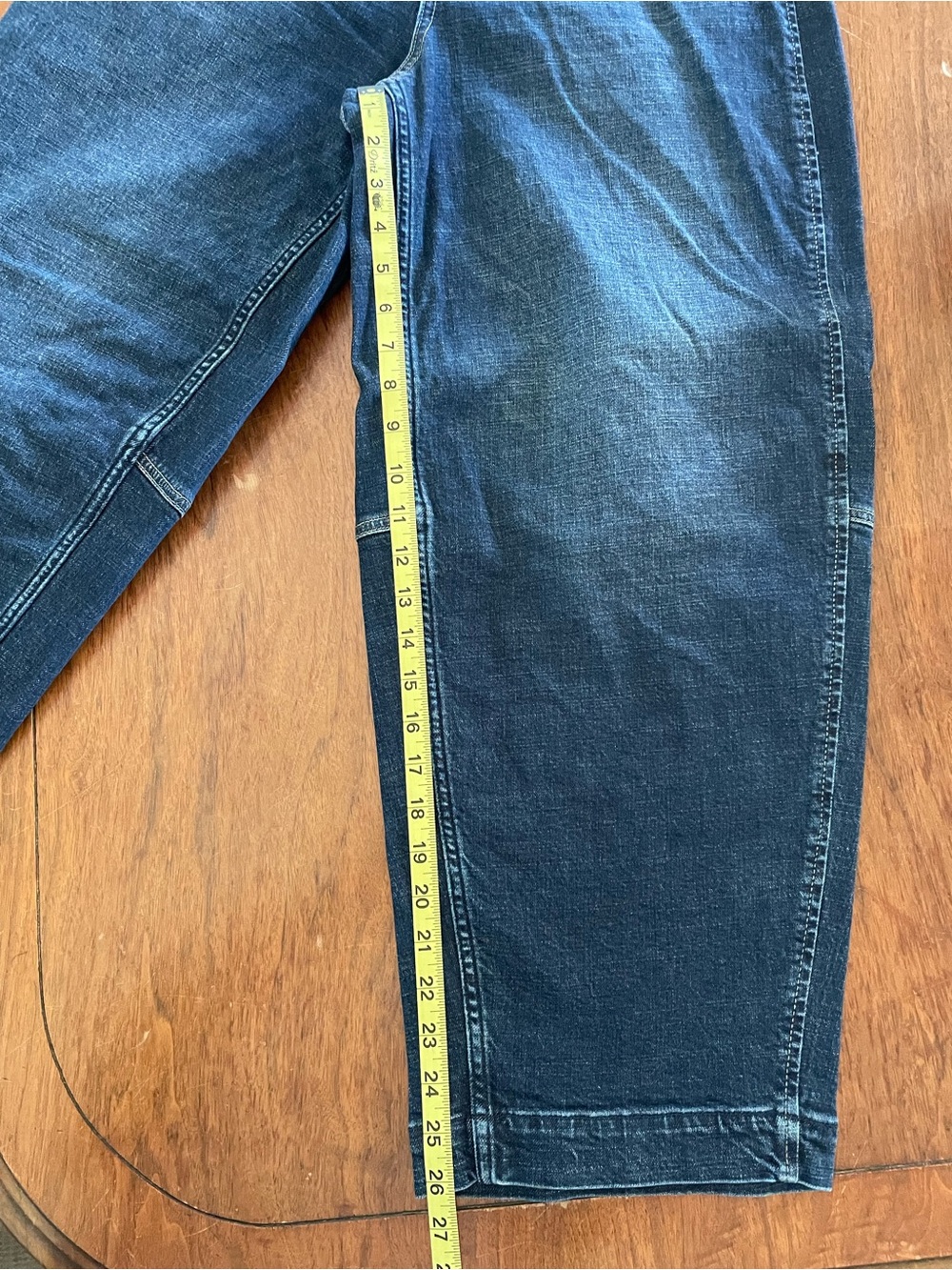 Democracy Dark Blue Darted Barrel Cropped Jeans - Picture 6 of 9